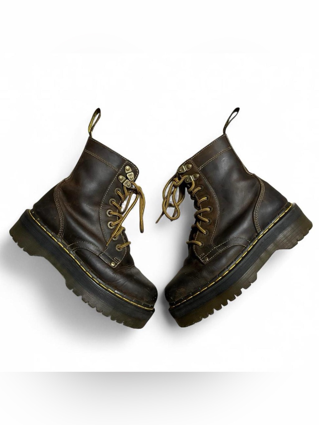 Dr. Martens Dark Brown Crazy Horse Jadon Leather Platform Lace-Up Boots
